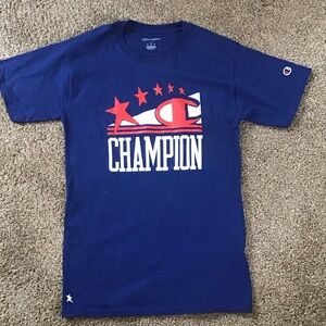 Champion Navy Tee with Red and White Graphic size S